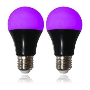 Bombillas LED UV negras paquete de 2 A19 E26 de 8 W para