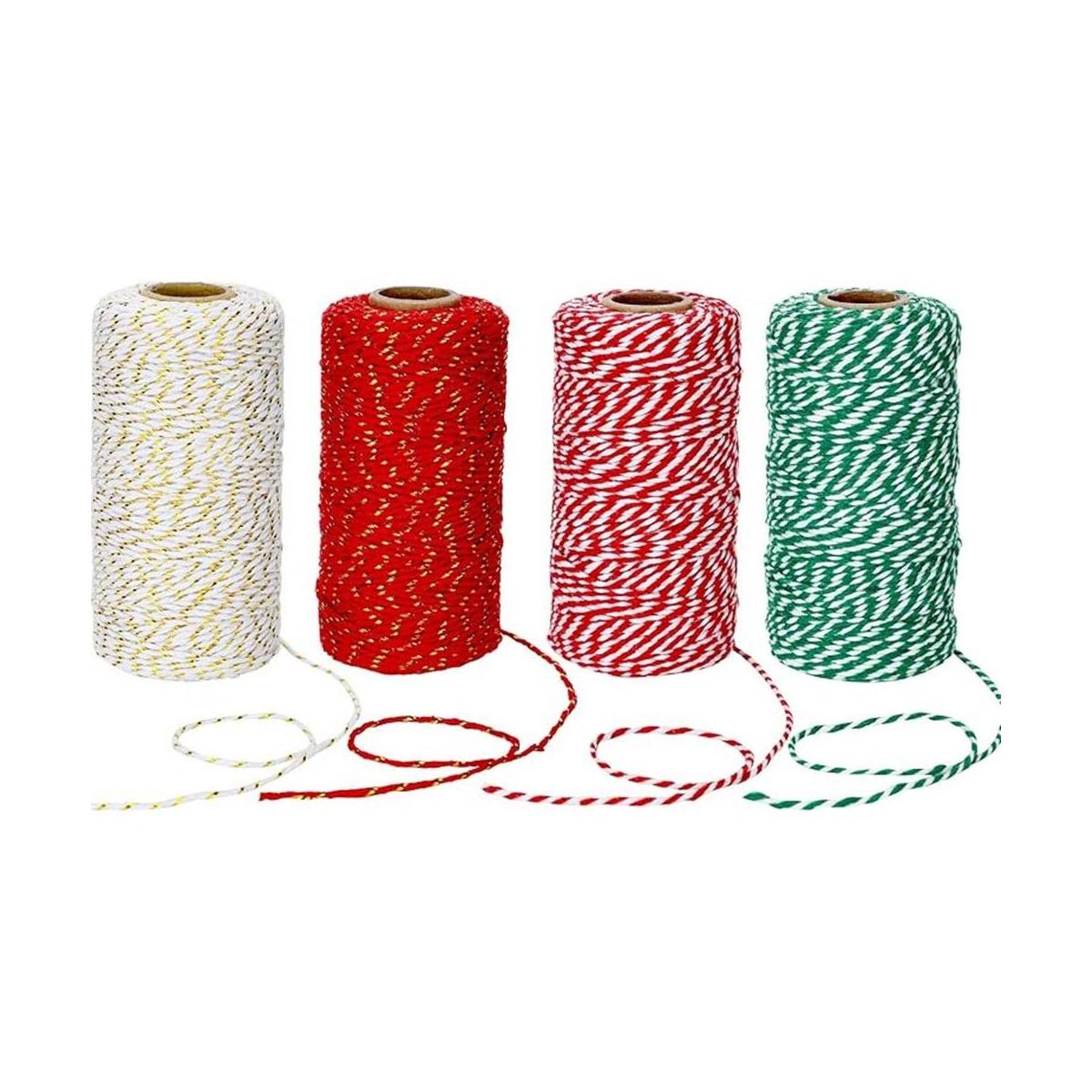 4 rollos de cuerda de algodón de 1312 pies para decoración