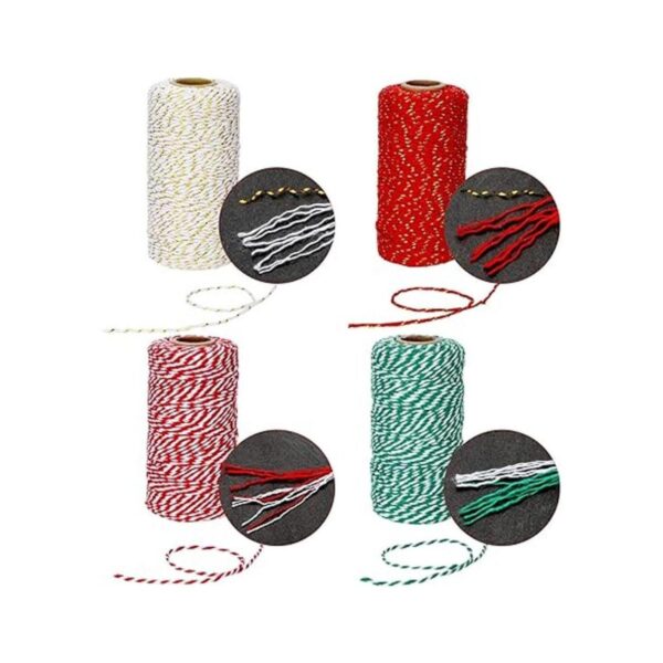 4 rollos de cuerda de algodón de 1312 pies para decoración