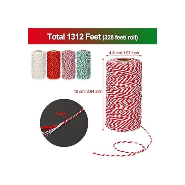 4 rollos de cuerda de algodón de 1312 pies para decoración