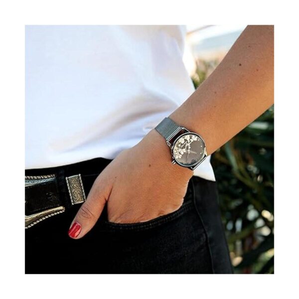 Nine West Womens Floral Dial Mesh Bracelet Watch_2