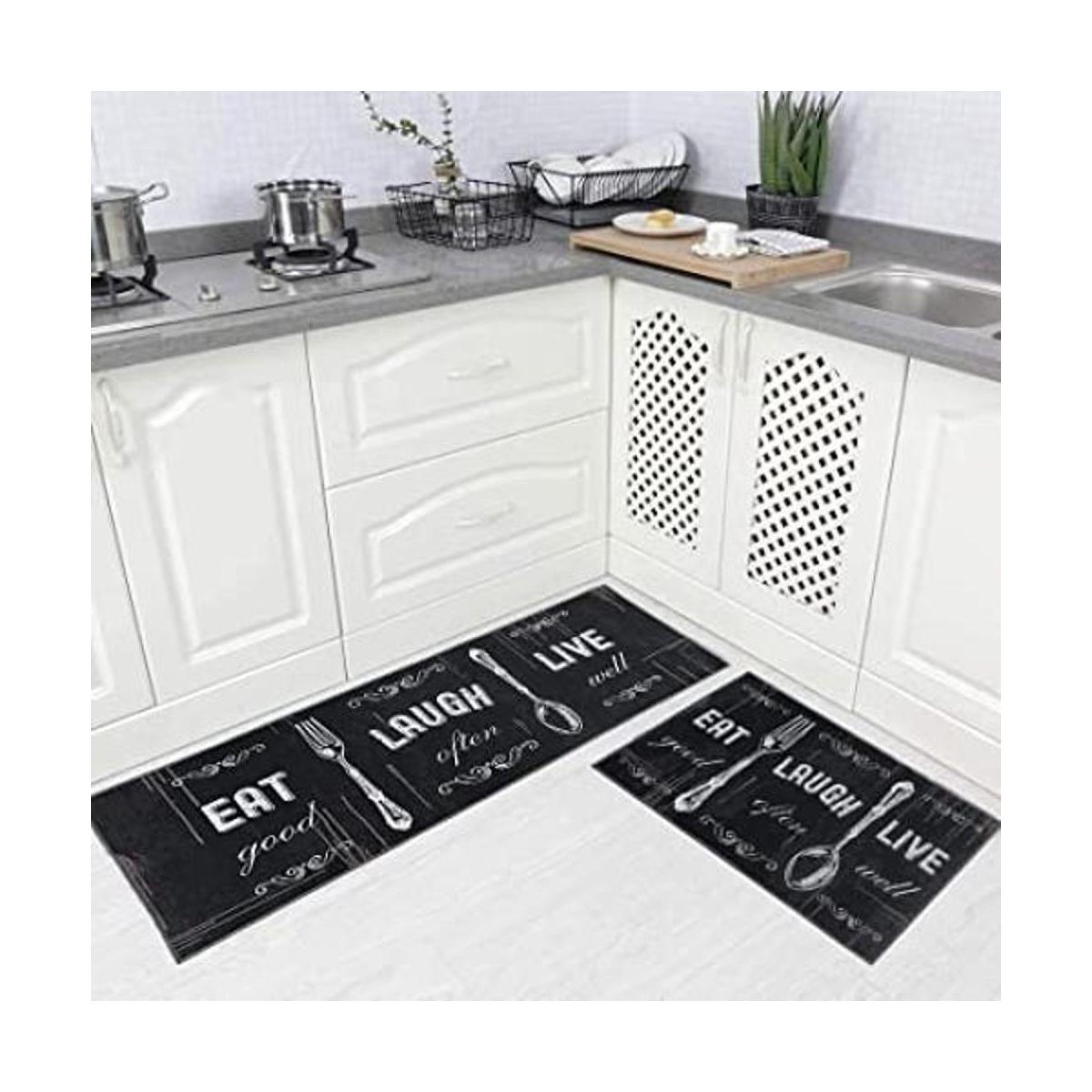 Carvapet 2 Pieces Kitchen Rug Set NonSlip Backing Mat