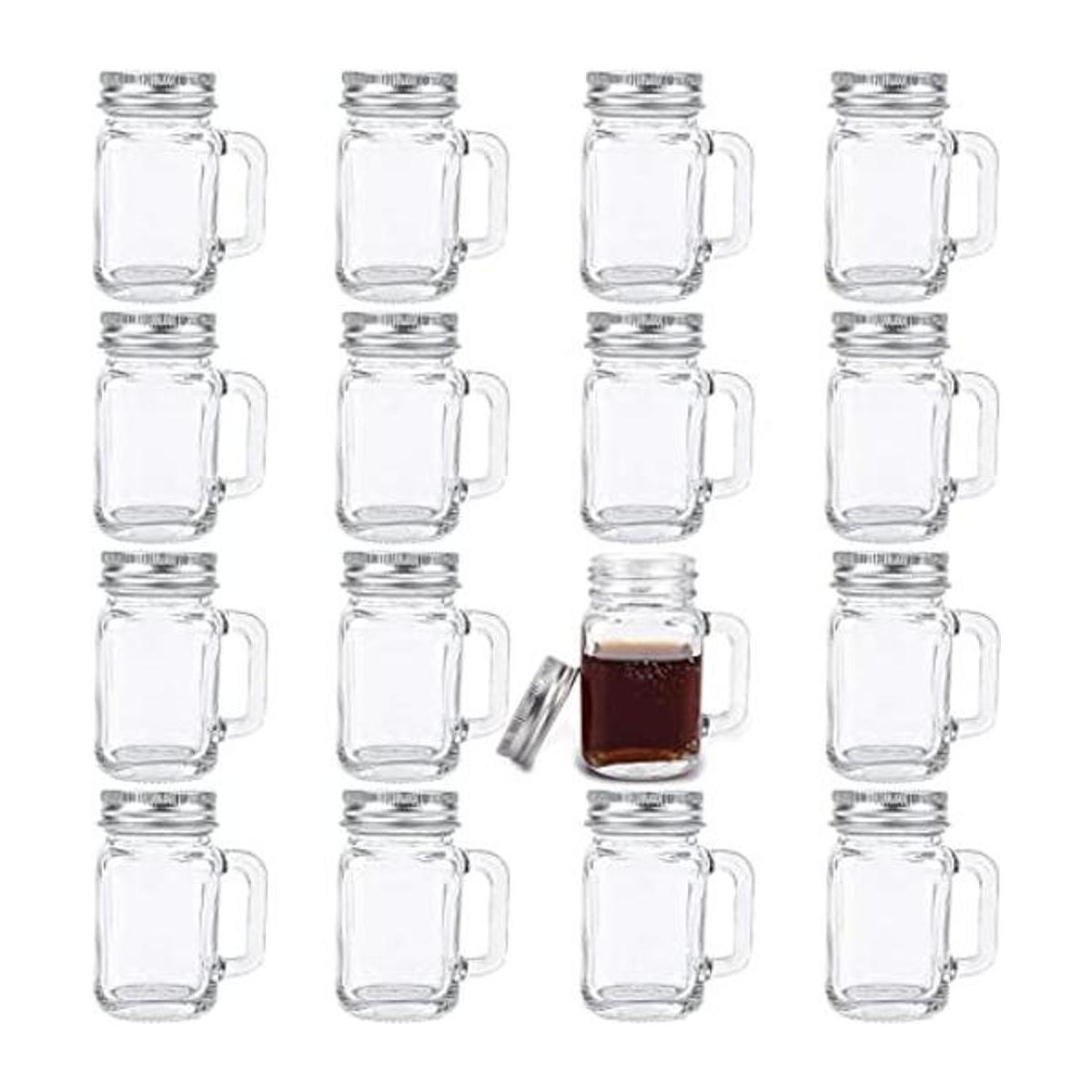 Kingrol Paquete de 16 vasos de 2 onzas con tapas frascos