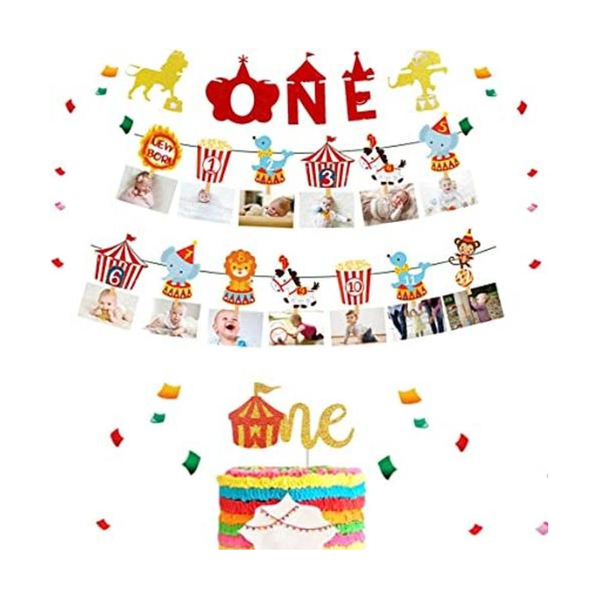 JeVenis Juego de 3 banderines de fotos de circo de 12