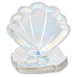 Paquete de 48 platos holográficos de concha marina para