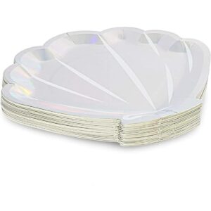 Paquete de 48 platos holográficos de concha marina para