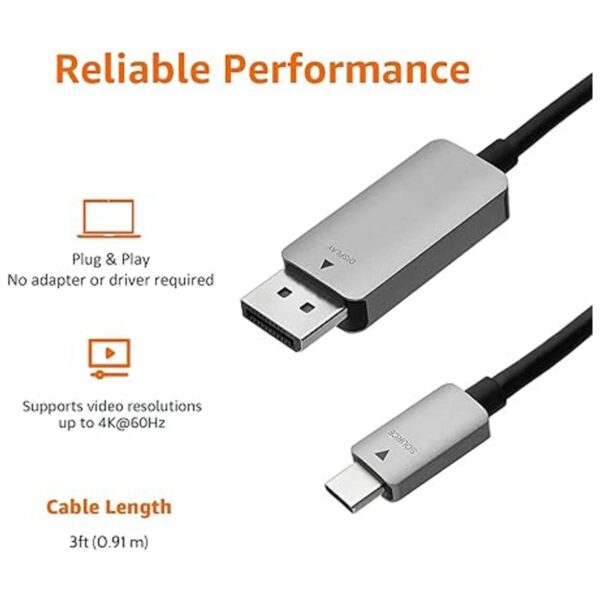 Cable USBC de aluminio a DisplayPort 3 pies_4