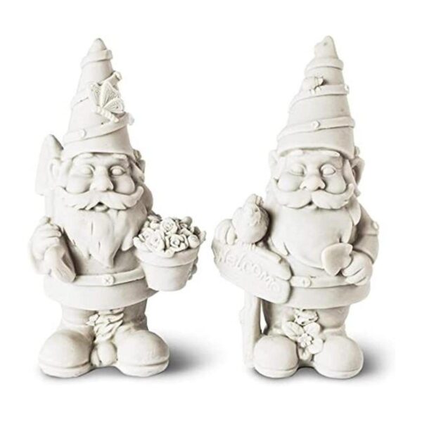 Paquete de 2 mini estatuas de gnomo de jardín figuras de_1