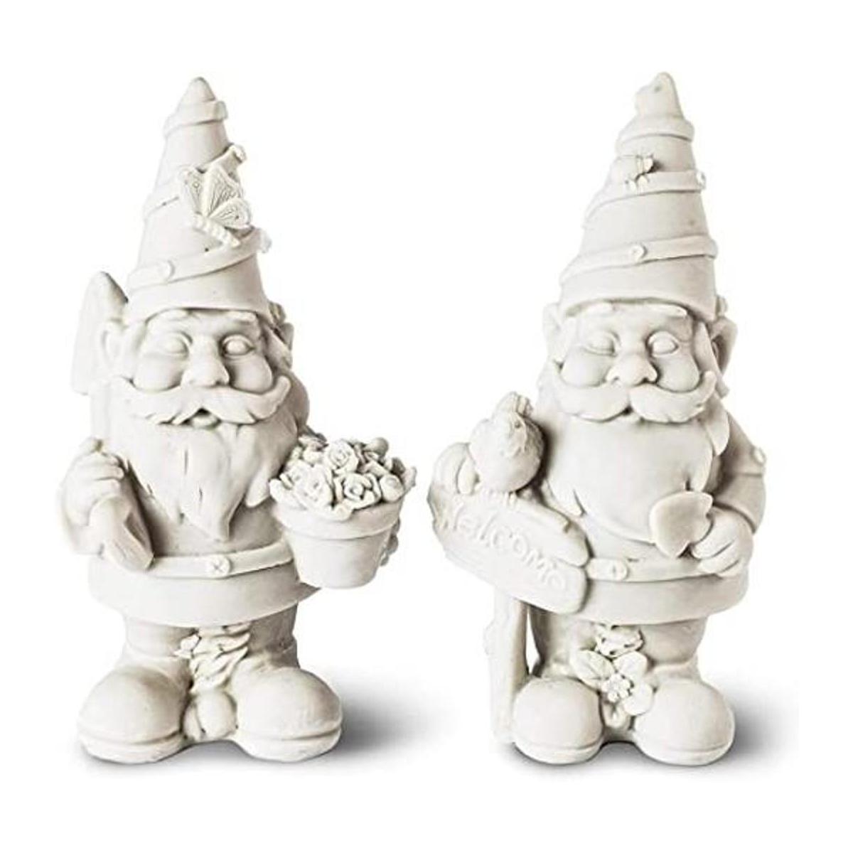 Paquete de 2 mini estatuas de gnomo de jardín figuras de