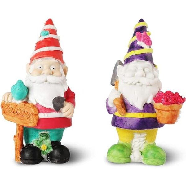 Paquete de 2 mini estatuas de gnomo de jardín figuras de_6