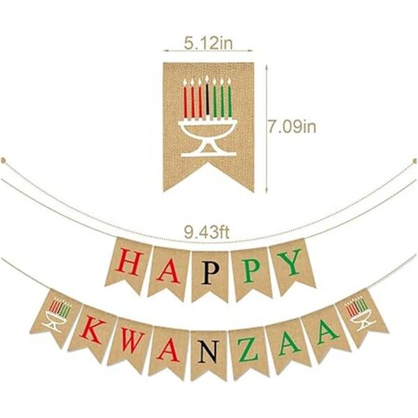 Rainlemon Yute Arpillera Feliz Kwanzaa Banner rústico_2