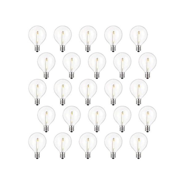 Paquete de 25 bombillas LED G40 de repuesto E12 con base_1