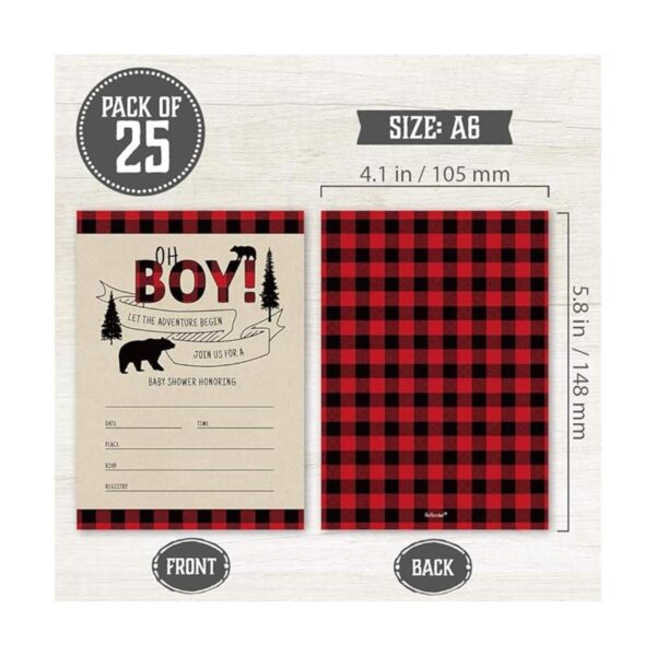 Juego de 25 invitaciones de baby shower de leñador_2