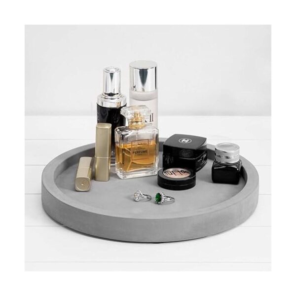 MyGift Bandeja de tocador redonda moderna de hormigón gris