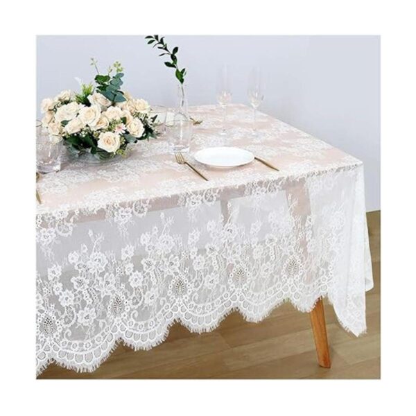 Mantel de encaje blanco exquisito mantel de boda de tela_3