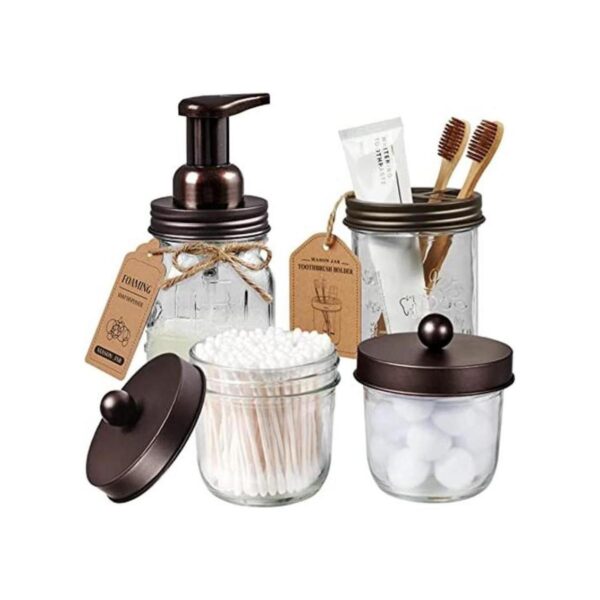 Mason Jar Bathroom Accessories Set4 Pack Foaming Soap