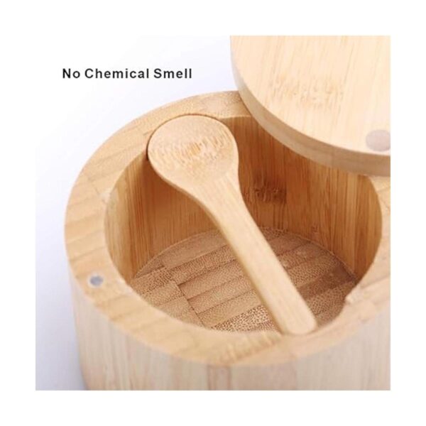 KITCHENDAO Caja de salero de bambú con cuchara integrada_2