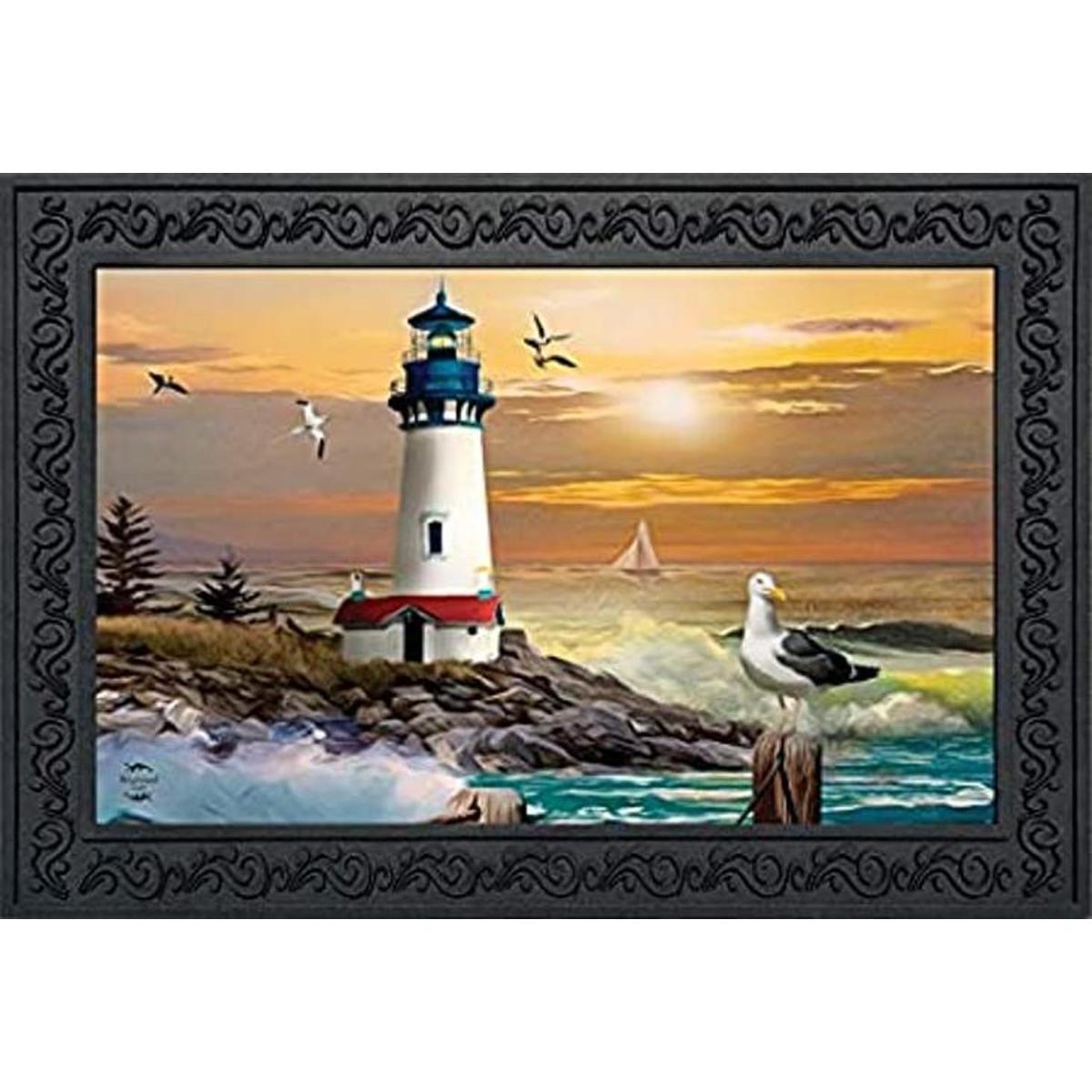Felpudo de verano Sunset Lighthouse náutico para