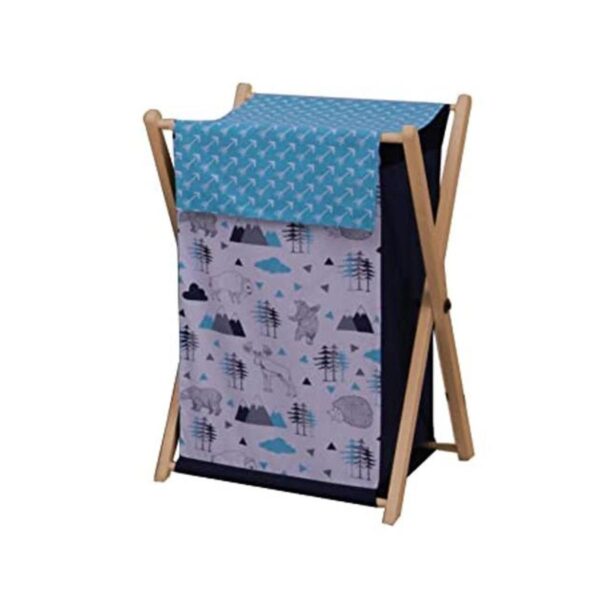 Bacati Woodlands Cesta de algodón para niños color azul_1