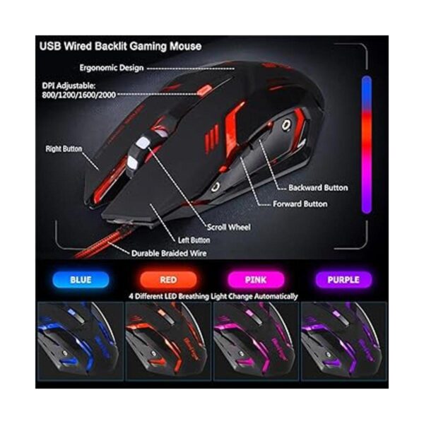 BlueFinger Teclado para juegos RGB y combo de mouse y_4