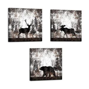 HOMEOART Lienzo enmarcado con diseño de oso y alce diseño_1