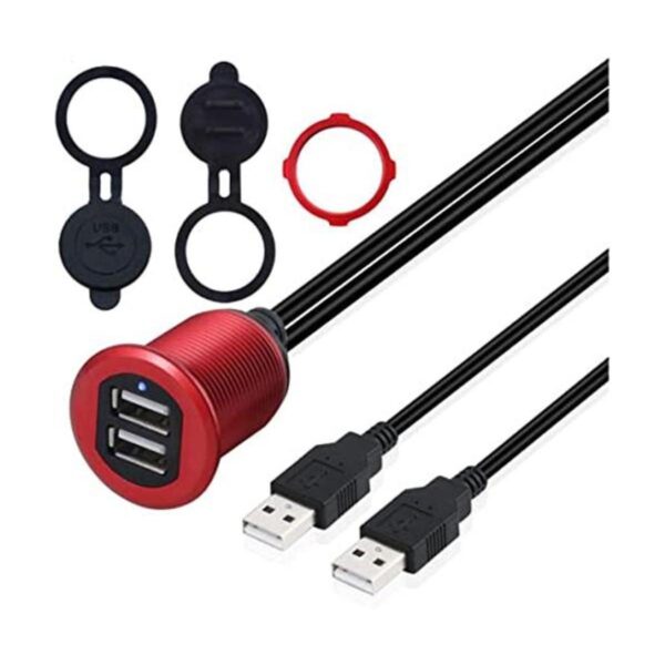 Kework Cable doble USB 2.0 para montaje empotrado Rojo y_1