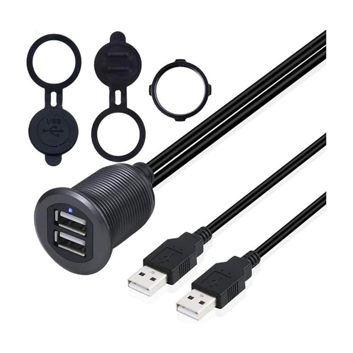 Kework Cable doble USB 2.0 para montaje empotrado Gris y