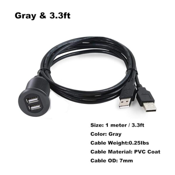 Kework Cable doble USB 2.0 para montaje empotrado Gris y_3