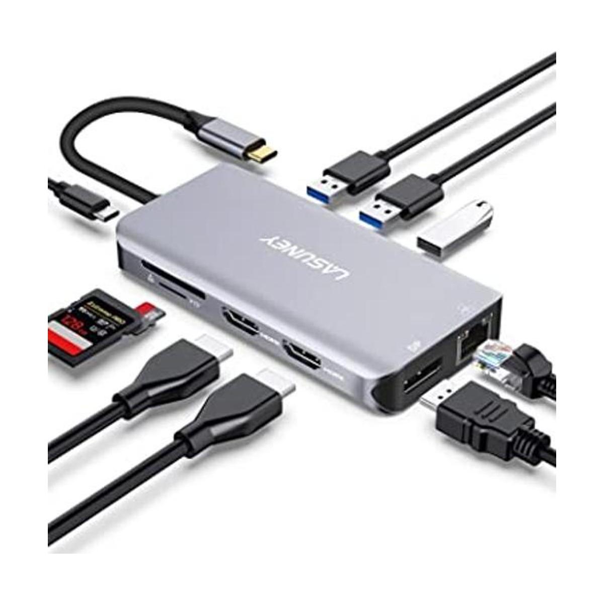 Lasuney Concentrador USB tipo C de triple pantalla con 2