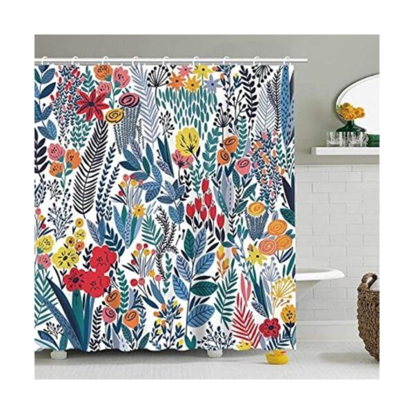 RosieLily Cortina de ducha colorida floral para baño