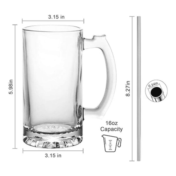 Juego de tazas de cerveza tazas de vidrio con asa de 16