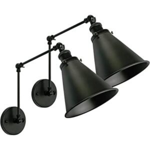 Aplique de pared industrial negro con ángulo de brazo_1