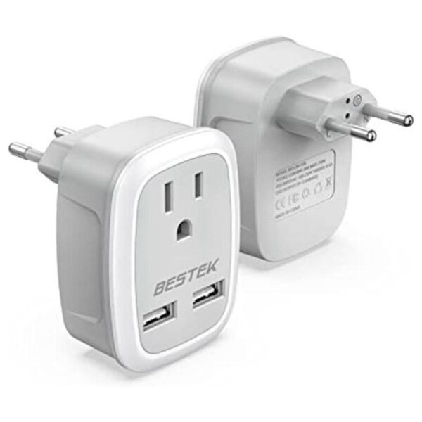 BESTEK Paquete de 2 adaptadores de enchufe de viaje_1