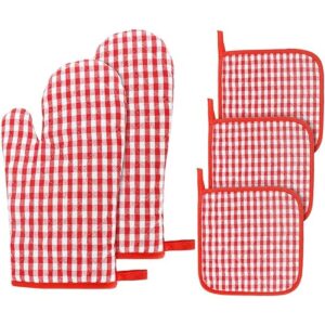 Juego de guantes de horno y soportes para ollas 5 piezas