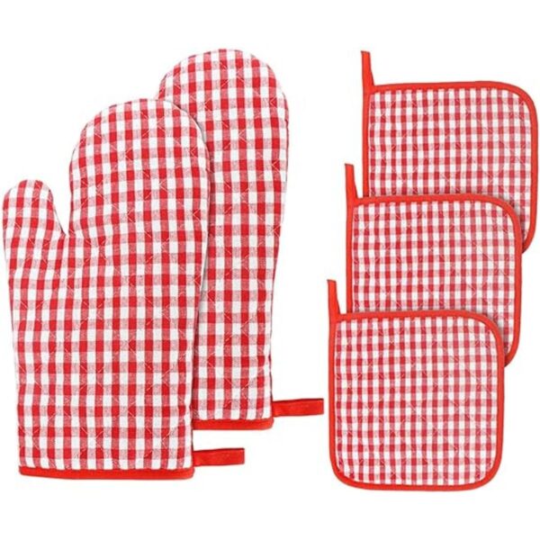 Juego de guantes de horno y soportes para ollas 5 piezas