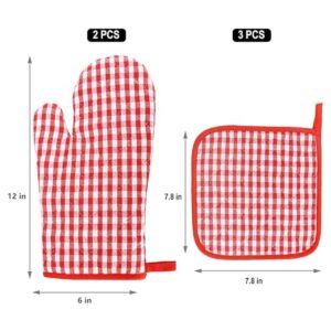 Juego de guantes de horno y soportes para ollas 5 piezas