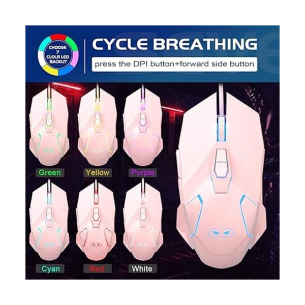 Combo de teclado y mouse mecánico rosa para juegos con_2