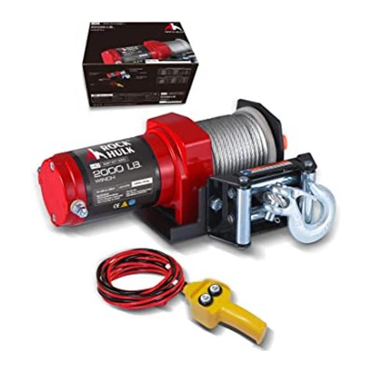 RockHulk Cabrestante eléctrico de 2000 libras 12 V