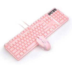 Combo de teclado y mouse mecánico rosa para juegos con_1