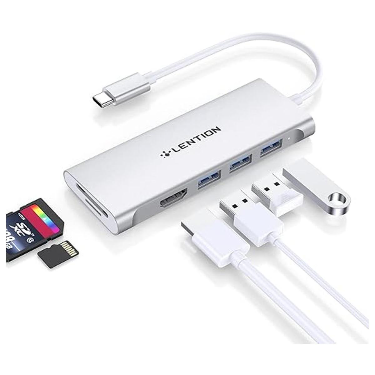 LENTION Hub USB C con HDMI 4K 3 USB 3.0 lector de