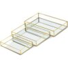 Juego de bandejas de joyería de metal dorado en 3 tamaños
