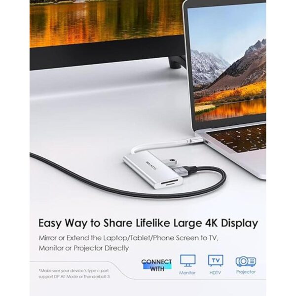 LENTION Hub USB C con HDMI 4K 3 USB 3.0 lector de_4