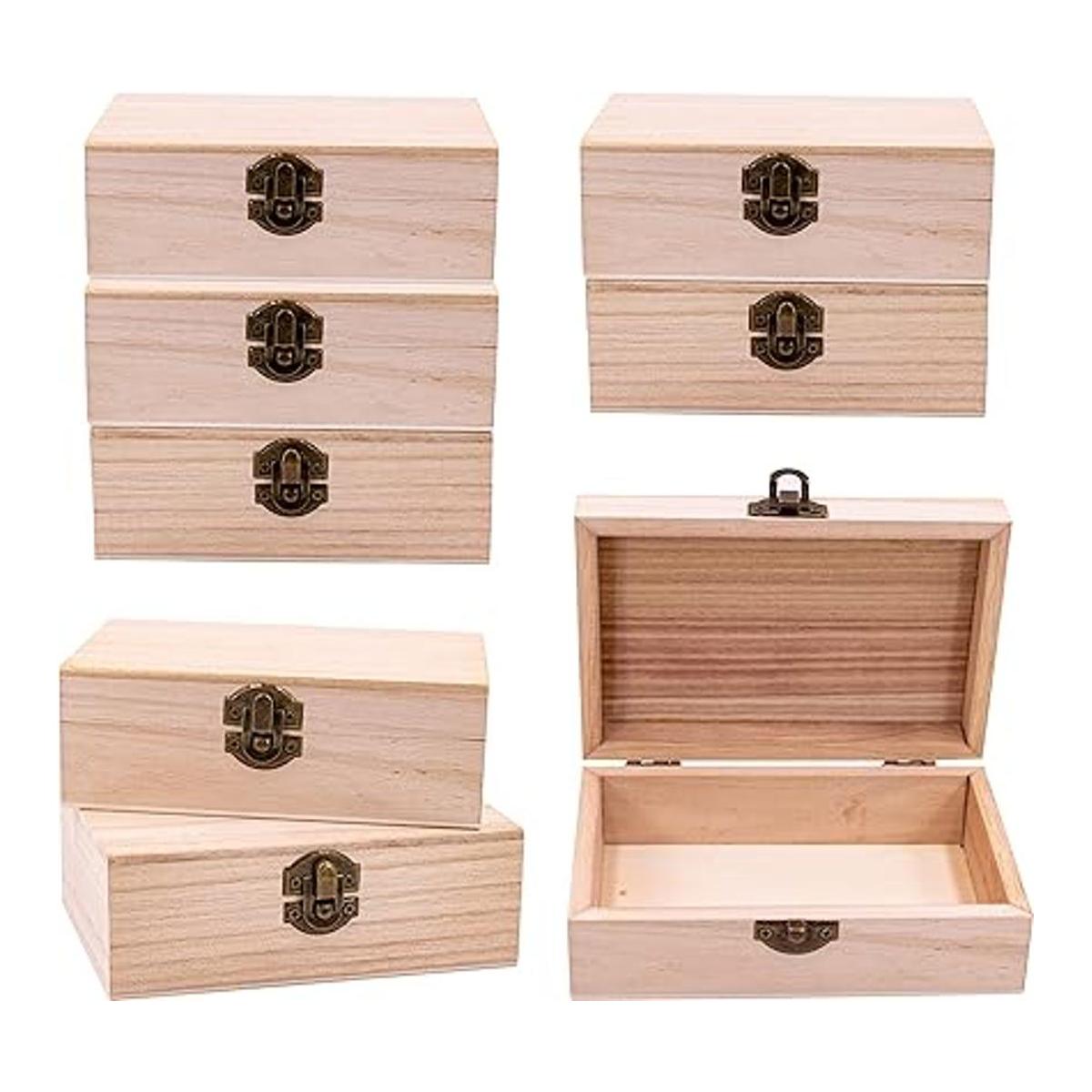 Paquete de 8 cajas de madera para manualidades cajas de
