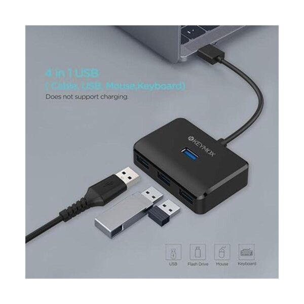 KEYMOX Hub USB 3.0 de 4 puertos concentrador USB de datos_2