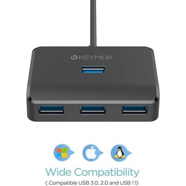 KEYMOX Hub USB 3.0 de 4 puertos concentrador USB de datos_5