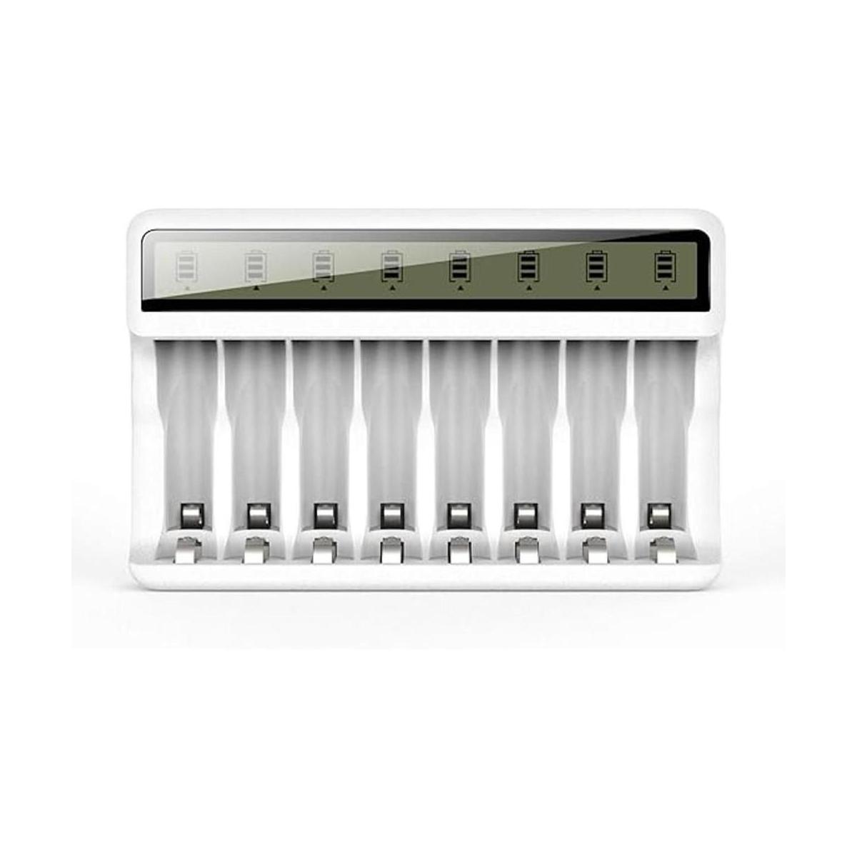POWEROWL Cargador de batería AA AAA de 8 bahías con