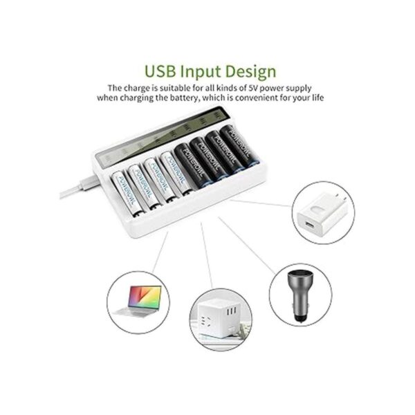 POWEROWL Cargador de batería AA AAA de 8 bahías con_6