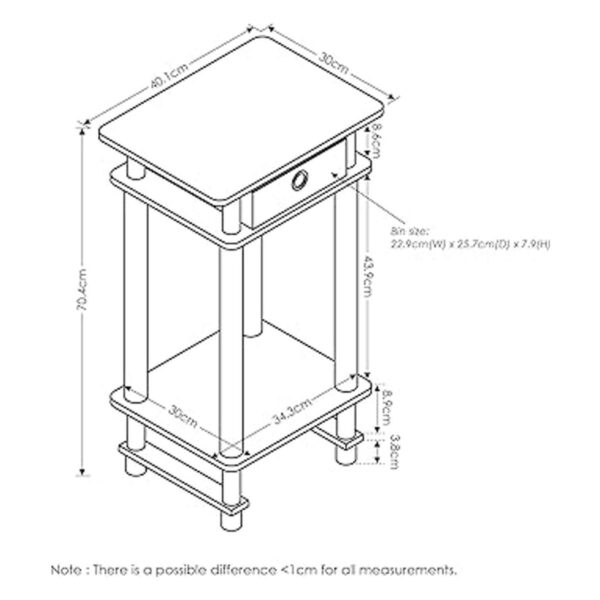 Furinno TurnNTube Mesa auxiliar alta roble francés_2