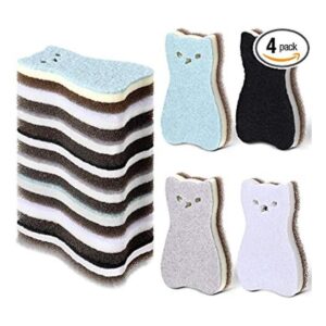 Juego de 8 esponjas de cocina con forma de gato de doble_1