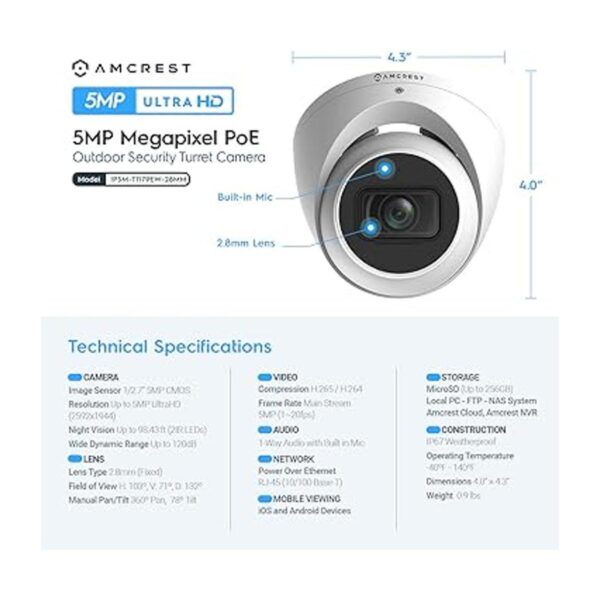 Amcrest UltraHD Cámara PoE de seguridad IP de 5 MP para_6